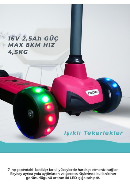 Elektrikli 3 Tekerlekli Çocuk Scooter Pembe modelleri