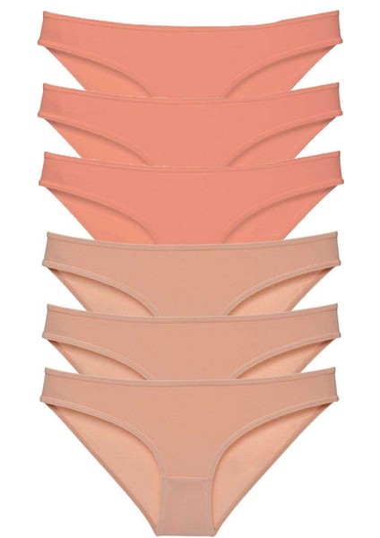 6 Adet Süper Eko Set Likralı Kadın Slip Külot Pudra Ten