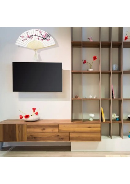 1 Adet Vintage Bambu Katlanır Fan ile Kiraz Çiçeği Tasarımı - Düğünler fiyatları