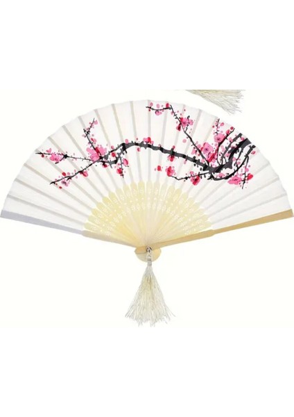 1 Adet Vintage Bambu Katlanır Fan ile Kiraz Çiçeği Tasarımı - Düğünler fırsatları