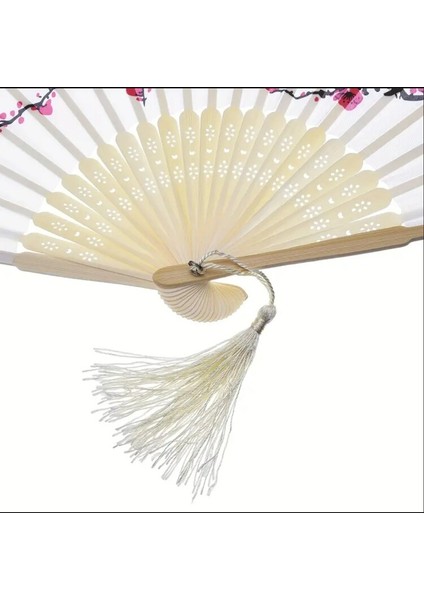 1 Adet Vintage Bambu Katlanır Fan ile Kiraz Çiçeği Tasarımı - Düğünler indirimleri