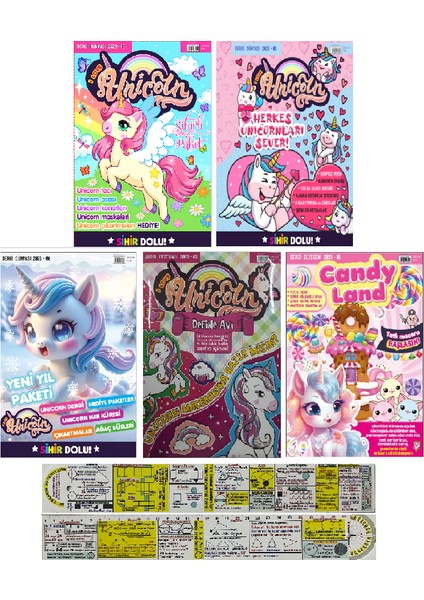I Love Unicorn 5'li Hediyeli Dergi Seti + Mat. Öğreten Cetvel