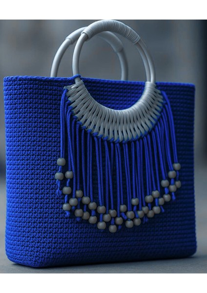 El Yapımı Makrome Çanta Doğal ve Şık Tasarım Boncuk Kırmızı