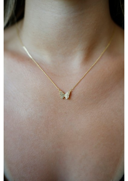 Altın Kaplama Kelebek Kolye