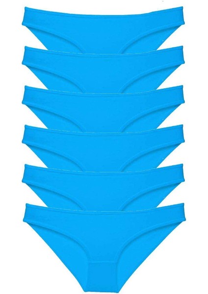 6 Adet Süper Eko Set Likralı Kadın Slip Külot Mavi