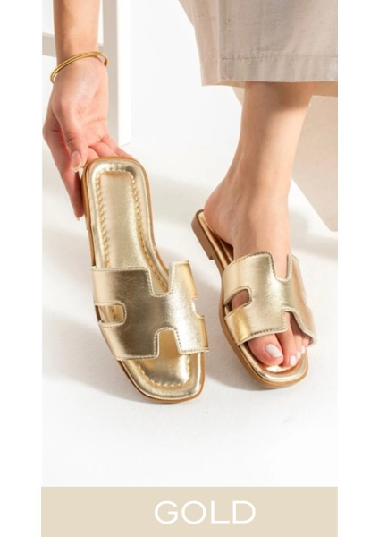 Hermes Modeli Önü Yanı Açık Kadın Terlik Dış Mekan ve Ev Terliği