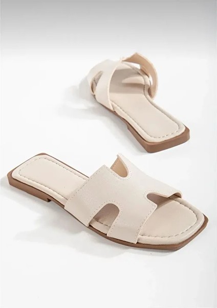 Hermes Modeli Önü Yanı Açık Kadın Terlik Dış Mekan ve Ev Terliği