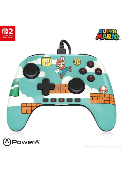 Advantage Wired Controller For Nintendo Switch 2 - Mario Time, Officially Licensed, Hall Effects, Mappable Buttons, Pro Controller, C Button, On-Board Audio Controls