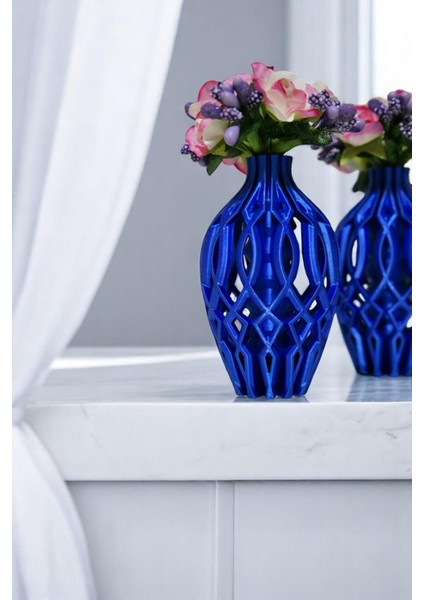 Ikili Dekoratif Hediyelik Çiçekli Mini Vazo