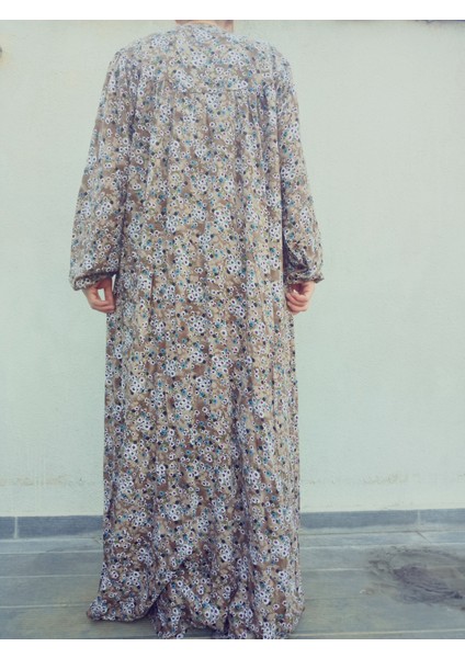 Robadan Uzun Kollu %100 Viskon Basma Çiçekli Anne Elbise, Namaz Elbisesi fiyatları