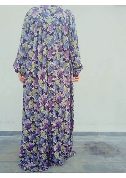 Robadan Uzun Kollu %100 Viskon Basma Çiçekli Anne Elbise, Namaz Elbisesi fiyatları