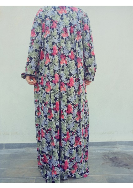 Robadan Uzun Kollu %100 Viskon Basma Çiçekli Anne Elbise, Namaz Elbisesi fiyatları