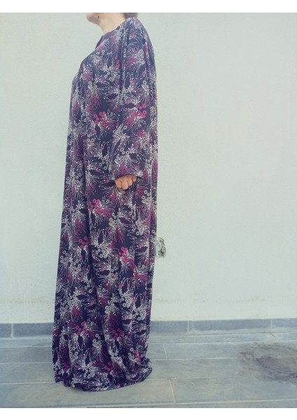 Robadan Uzun Kollu %100 Viskon Basma Çiçekli Anne Elbise, Namaz Elbisesi fiyatları