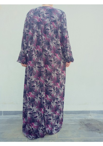 Robadan Uzun Kollu %100 Viskon Basma Çiçekli Anne Elbise, Namaz Elbisesi modelleri