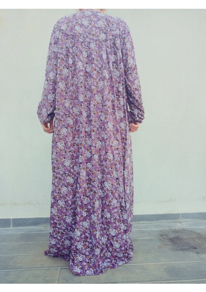Robadan Uzun Kollu %100 Viskon Basma Çiçekli Anne Elbise, Namaz Elbisesi fiyatları