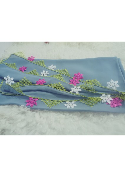 El Emeği Iğne Oyalı Namaz Örtüsü Çeyizlik Mevlit Başörtüsü Krep Kumaş 145X75 cm