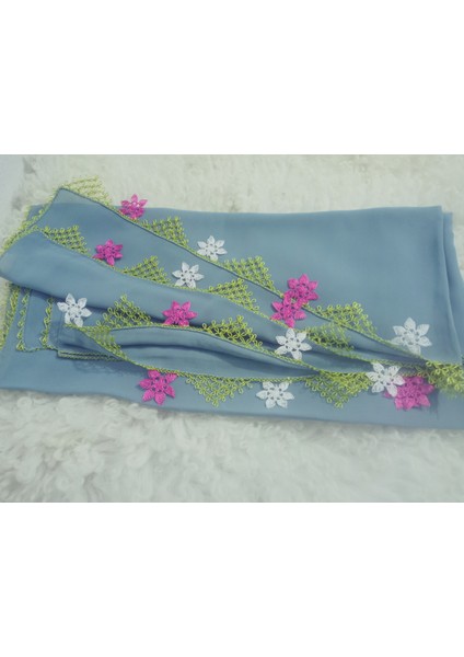 El Emeği Iğne Oyalı Namaz Örtüsü Çeyizlik Mevlit Başörtüsü Krep Kumaş 145X75 cm