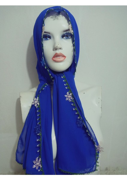 El Emeği Iğne Oyalı Namaz Örtüsü Çeyizlik Mevlit Başörtüsü Krep Kumaş 145X75 cm