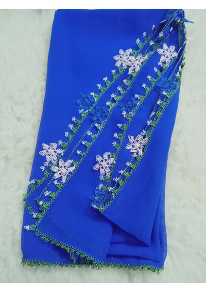 El Emeği Iğne Oyalı Namaz Örtüsü Çeyizlik Mevlit Başörtüsü Krep Kumaş 145X75 cm