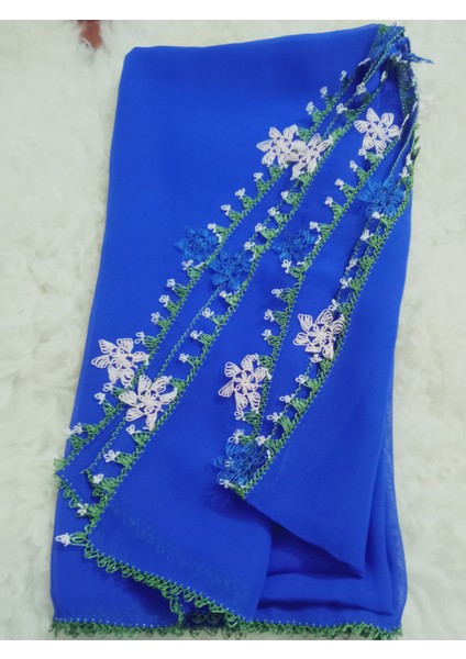 El Emeği Iğne Oyalı Namaz Örtüsü Çeyizlik Mevlit Başörtüsü Krep Kumaş 145X75 cm