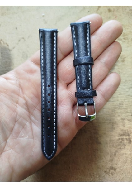 Deri Kordon Saat Kayışı Siyah 16 mm DKS16