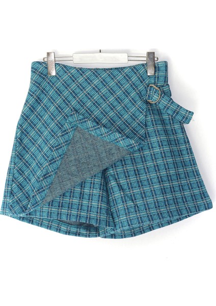 Kaşe Kumaş Ekose Kız Çocuk Şort Etek Yeşil 001-0001950 fiyatları