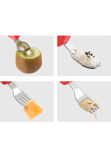 Bebek Filli Yemek Kısa Saplı Çocuk Paslanmaz Çelik Çatal Kaşık Kırmızı fiyatları