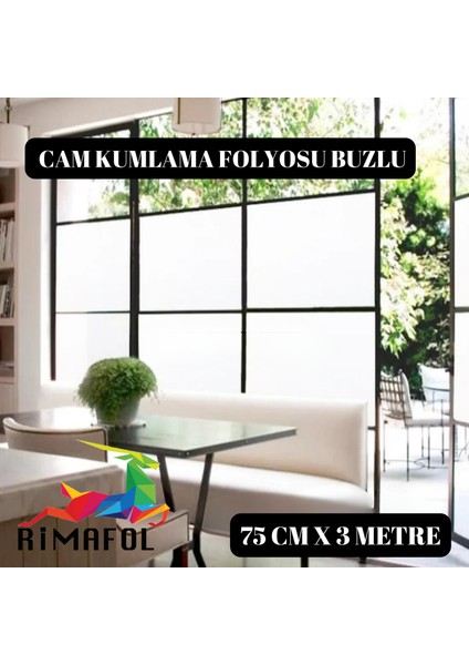 Cam Kumlama Folyosu Buzlu Cam Filmi Ofis -Ev-Mutfak Pencere-Cam Balkon Duşakabin 75CMX3M