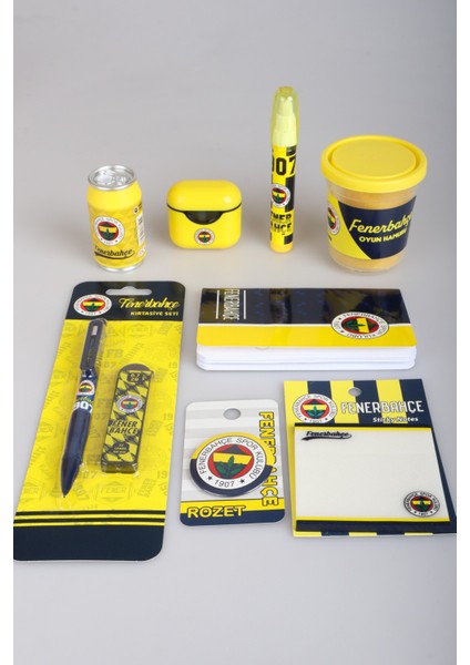 Dekomus Ile Fenerbahçe 1907 Kırtasiye Seti Post-It,oyun Hamuru,roket Silgi,aırpods Kalemtraş