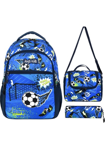 Lisanslı Spor Desenli Ilkokul Çantası Beslenme Çantası ve Kalemlik 3'lü Set