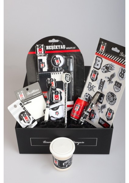 Dekomus Gıft Box Özel Kutulu Beşiktaş Kartal Gücü Kırtasiye Seti Uçlu Kalemi Roket Silgi,aırpods Kalemtraş