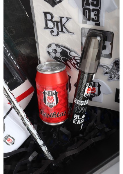 Dekomus Gıft Box Özel Kutulu Beşiktaş Kartal Gücü Kırtasiye Seti Uçlu Kalemi Roket Silgi,aırpods Kalemtraş
