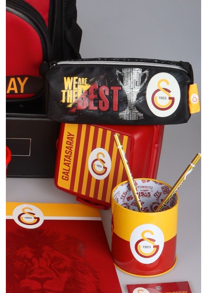 Yeni Sezon Lisanslı Galatasaray Çubuklu Full Kırtasiye Okul Seti 3 Bölmeli Okul,kalem ve Beslenme ÇANTASI,700 ml Matara,beslenme Kabı Seti