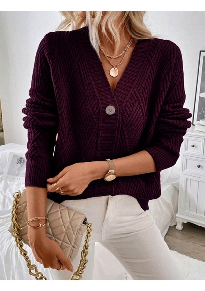 Baklava Desenli Düğmeli Model Dokuma Detaylı Uzun Kollu Triko Hırka fiyatları