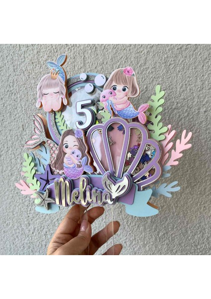 Deniz Kızı Temalı Kız Çocuk Doğum Günü Isme Özel Pasta Parti Süsü Deniz Kızı Cake Topper (26X21 Cm) fırsatları