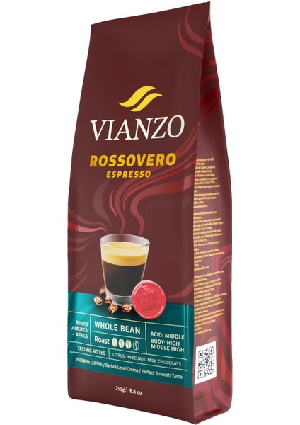 Rossovero Espresso Çekirdek Kahve, Arabica 250 G