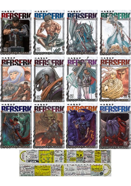 Berserk 1-2-3-4-5-6-7-8-9-10-11-12. Ciltler Manga Seti + Mat. Öğreten Cetvel