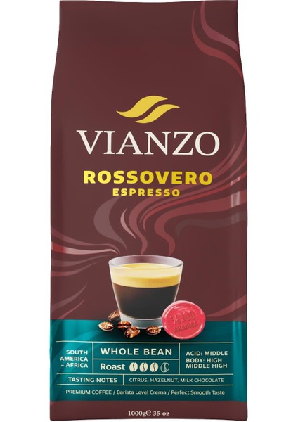 Rossovero Espresso Çekirdek Kahve, Arabica 1000 G fiyatları