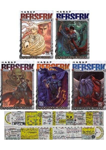 Berserk 8-9-10-11-12. Ciltler Manga Seti + Mat. Öğreten Cetvel