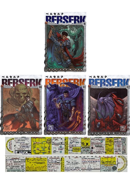Berserk 9-10-11-12. Ciltler Manga Seti + Mat. Öğreten Cetvel