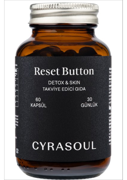 - Reset Button Karahindiba, Devedikeni, Moringa ve Zerdeçal İçeren Takviye Edici Gıda