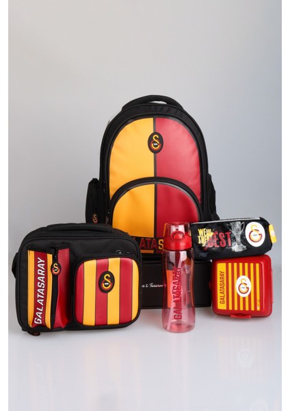 "dekomus Cep Defteri Hediyeli" Yeni Sezon Lisanslı Galatasaray Çubuklu Okul,3 Bölmeli Beslenme ve Kalem Çantası Ile 700 ml Matara,beslenme Kabı Seti