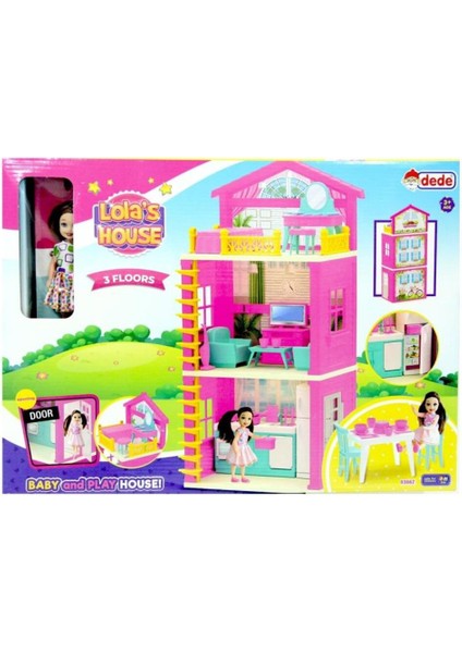 Lola 3 Katlı Prenses Temalı Ev Oyun Seti Dayanıklı Plastik Malzeme Türkiye Üretimi