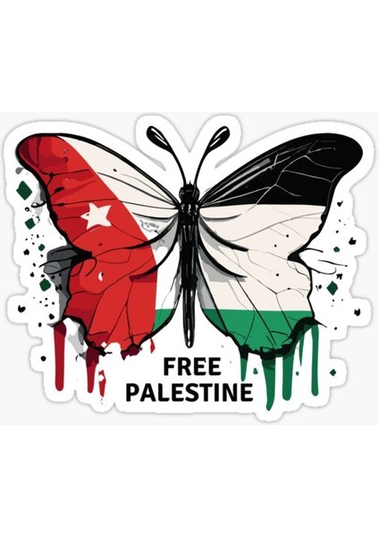 Özgür Filistin Filistin Bayrağı Kelebeği Araba Oto Sticker Etiket