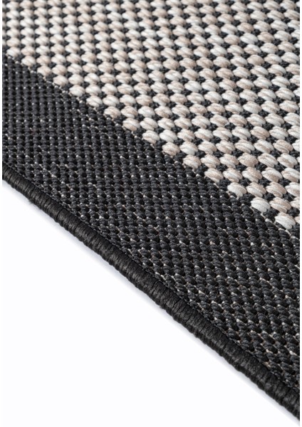 Sisal Plus Siyah Bordürlü Halı Bej Bordürlü Sisal Kilim