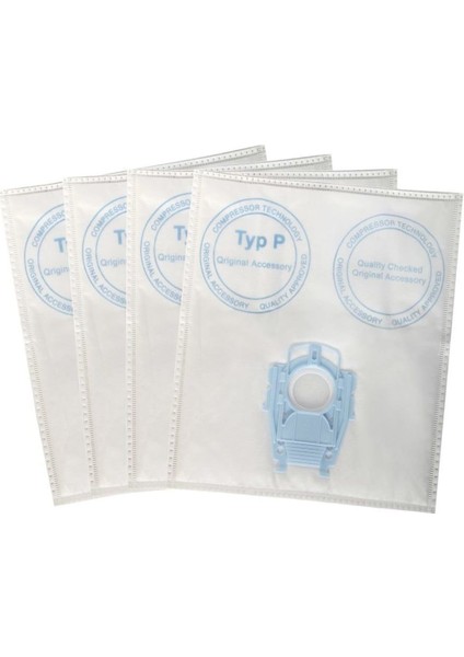 Uyumlu P Tipi Süpürge Toz Torbası - 4 Adet Beyaz
