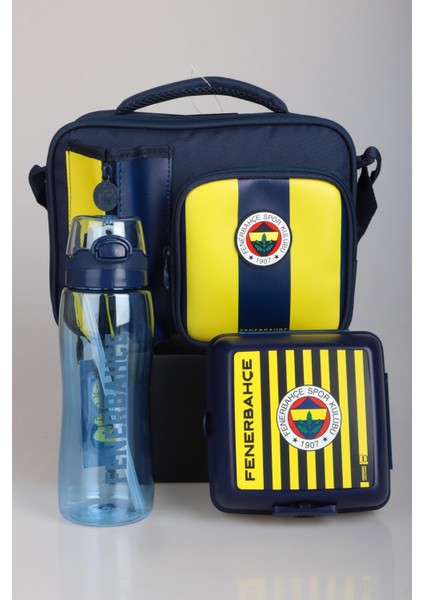 Yeni Sezon Lisanslı Fenerbahçe Çubuklu 3 Bölmeli Beslenme ÇANTASI,700 ml Trıtan Matara ve 2 Katlı Beslenme Kabı/lunch Box indirimleri