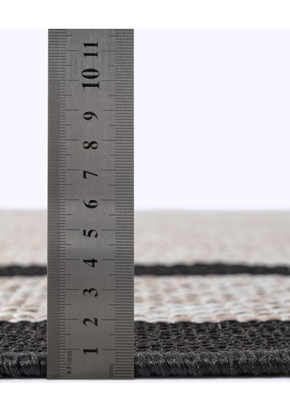Sisal Plus Siyah Bordürlü Halı Bej Bordürlü Sisal Kilim