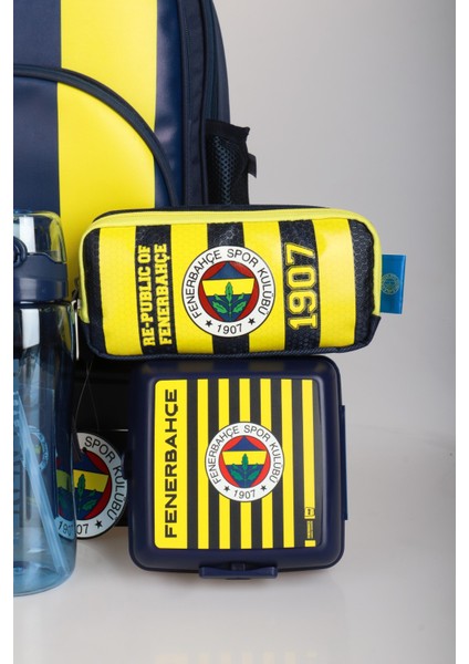 Yeni Sezon Lisanslı Fenerbahçe Full Set Çubuklu Okul,3 Bölmeli Beslenme Çantası ve Kalem Çantası Ile 700 ml Matara,beslenme Kabı