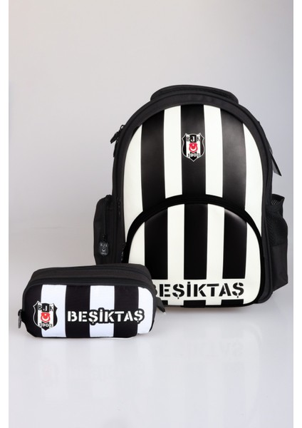 Yeni Sezon Lisanslı Beşiktaş Çubuklu Okul Çantası ve Kalem Çantası Seti